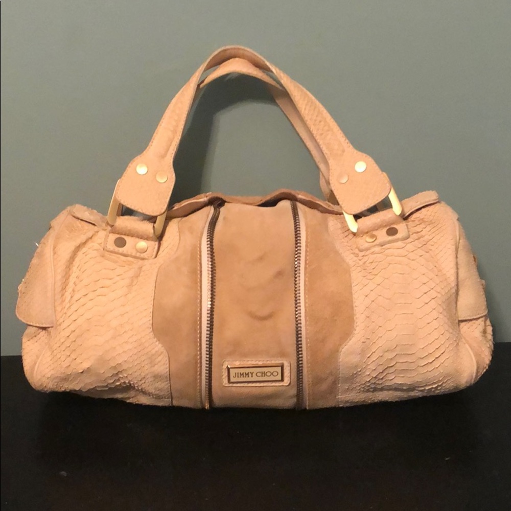 Authentic Jimmy Choo Tan Suede Hobo Satchel